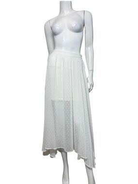 Mikuta White Swiss Dot Asymmetrical Maxi Skirt Sheer Boho NWT Size M